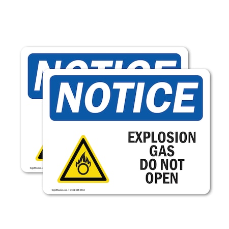 Signmission Explosive Gas Do Not Open Sign, Vinyl Decal, 5in W x 3.5in L, 2PK OS-2PACK-NS-D-35-L-12275